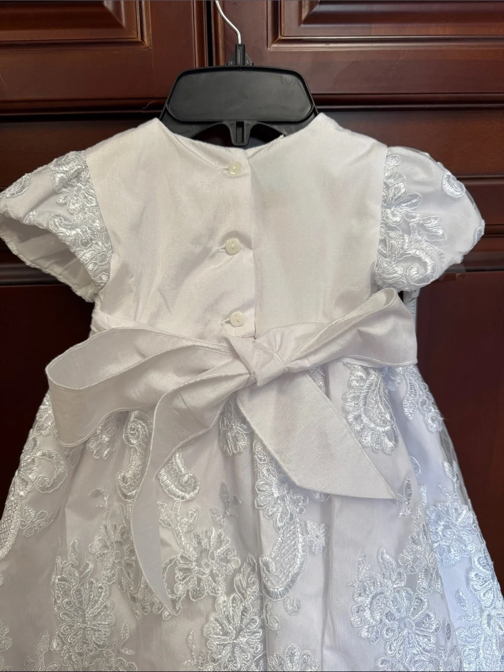 White Lace Embroidered Girls Formal Full Length Dress Party Wedding Birthday